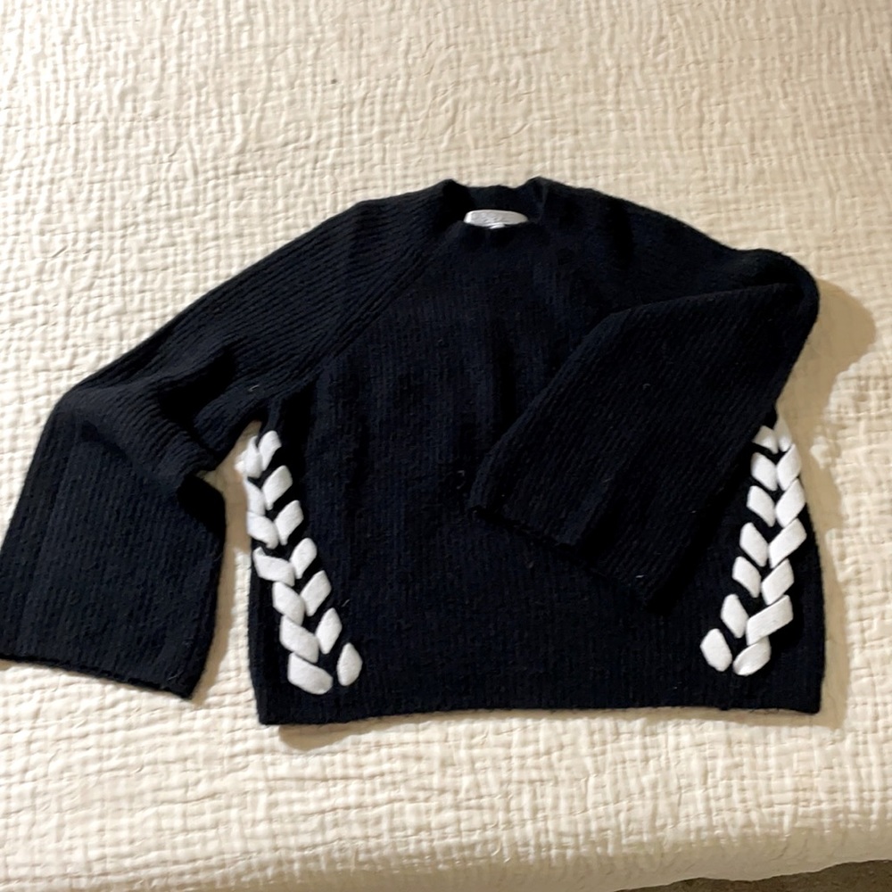 Black Poche sweater with white braid detail (S)